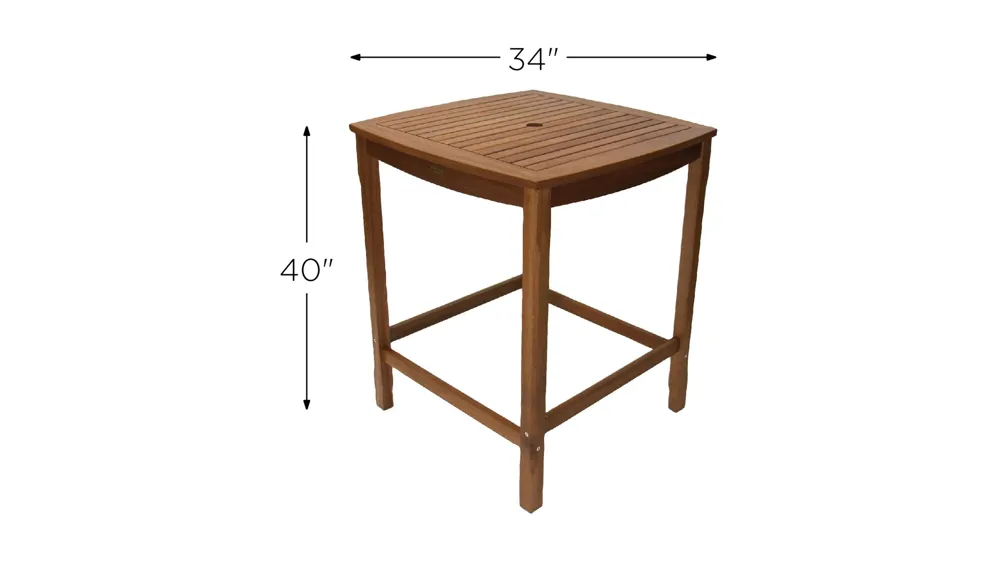 Sandpiper Outdoor Bar-Height Square Table Dimensions