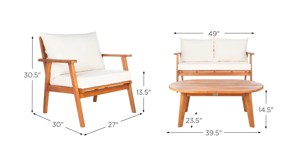 Dagny 4-pc. Patio Set Dimensions