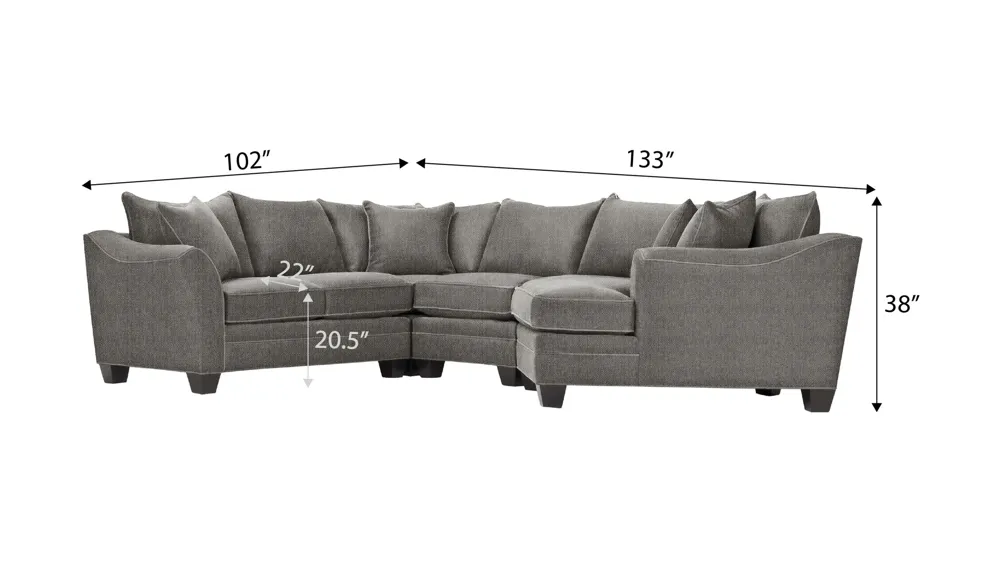 Foresthill 4-pc. Right Hand Cuddler Sectional Sofa Dimensions