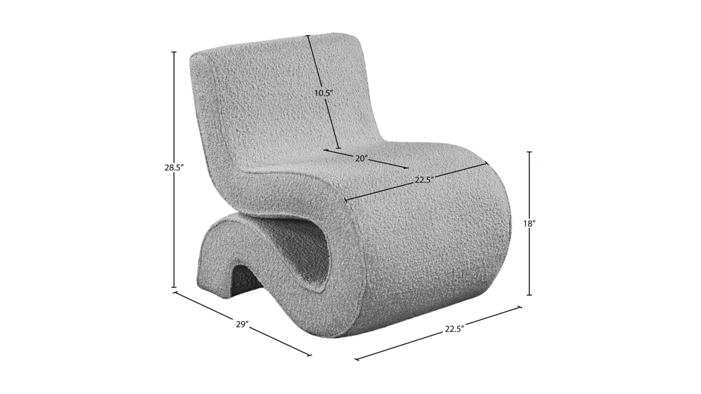 Desiree Boucle Fabric Accent Chair Dimensions