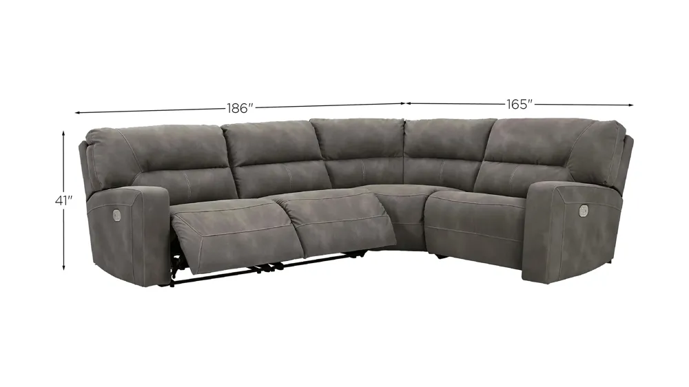 Next-Gen DuraPella 4-Piece Power Reclining Sectional Dimensions
