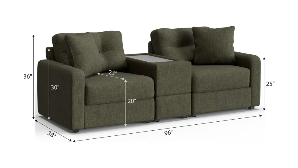 ModularOne 3-pc. Console Loveseat Dimensions