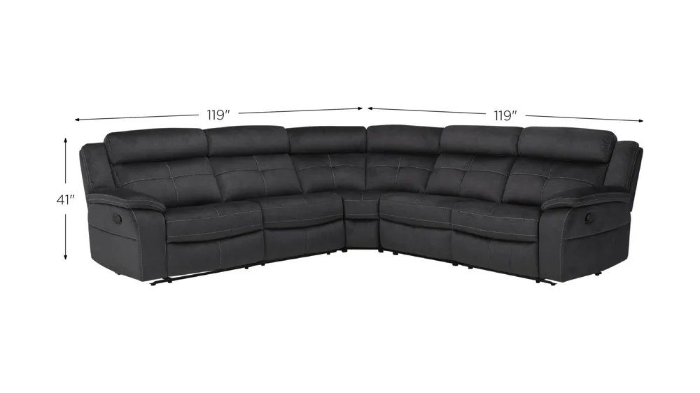 Lugano Microfiber 5-pc. Reclining Sectional Dimensions