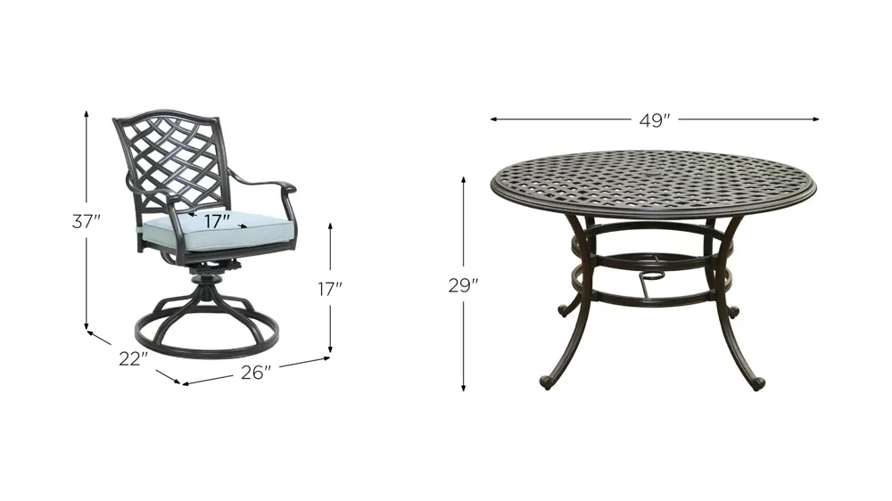 Halston Outdoor 5-pc. Round Dining Set Dimensions