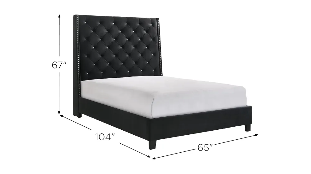 Chant Upholstered Wingback Tufted Bed Dimensions
