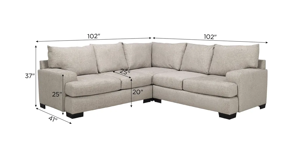 Cooper 3-pc. Sectional Dimensions