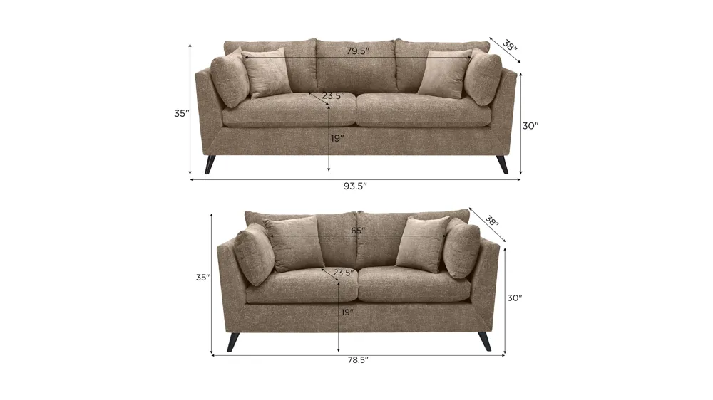 Caruso Living Room Set Dimensions