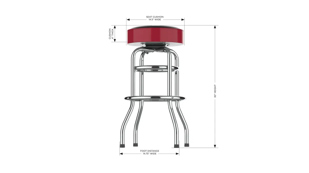 NCAA Backless Swivel Bar Stool Dimensions