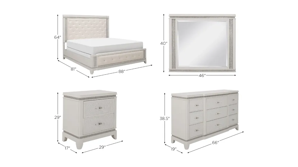 Carmelita 4-pc. Bedroom Set Dimensions