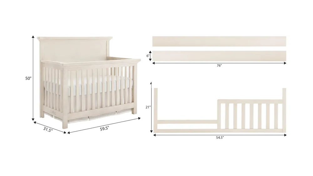 Wyatt Panel Convertible Crib with Conversion Kit Dimensions