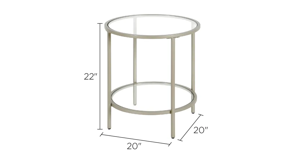 Paulino Round End Table with Glass Shelf Dimensions