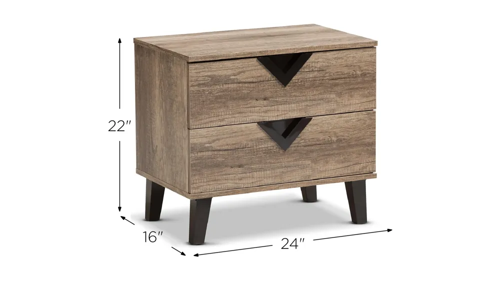 Swanson Wood 2-Drawer Nightstand Dimensions