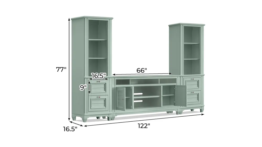 Cape Town 3-pc. 66" Entertainment Wall Dimensions