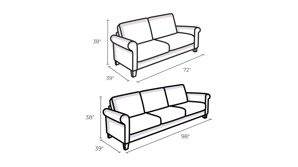 Mondo 2-pc. Sofa & Loveseat Set Dimensions