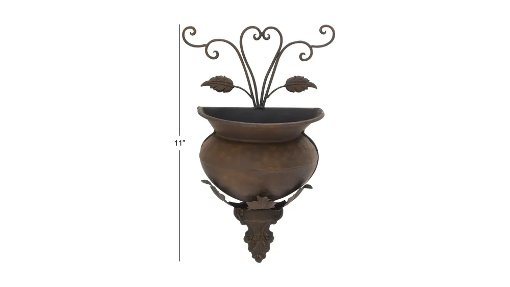 Ivy Collection Dark Brown Metal Planter Dimensions