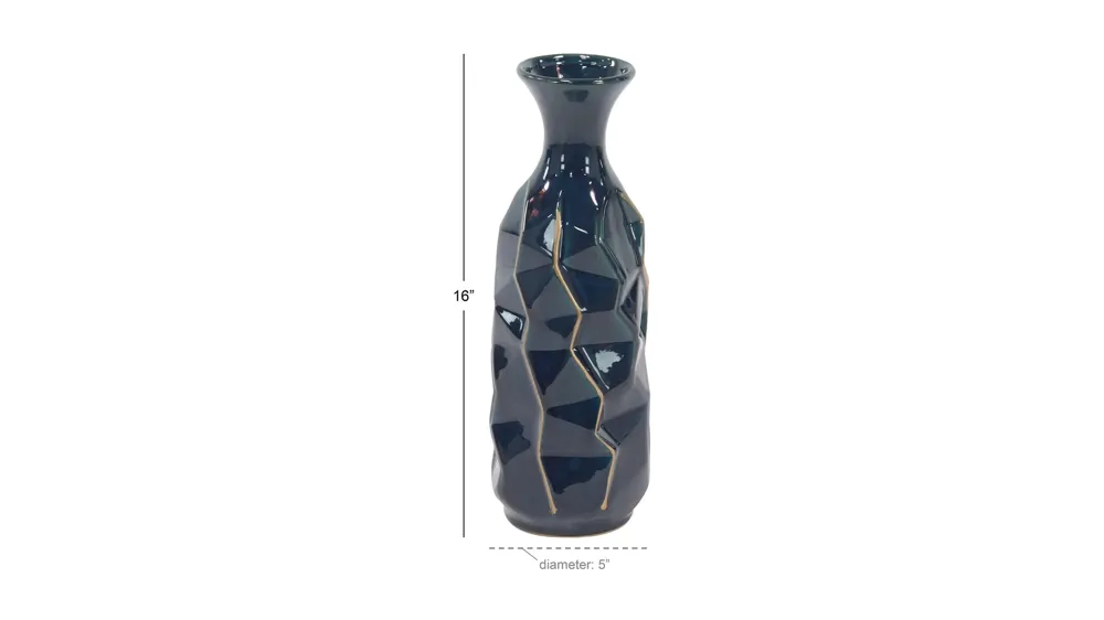 Ivy Collection Blue Ceramic Modern Vase Dimensions