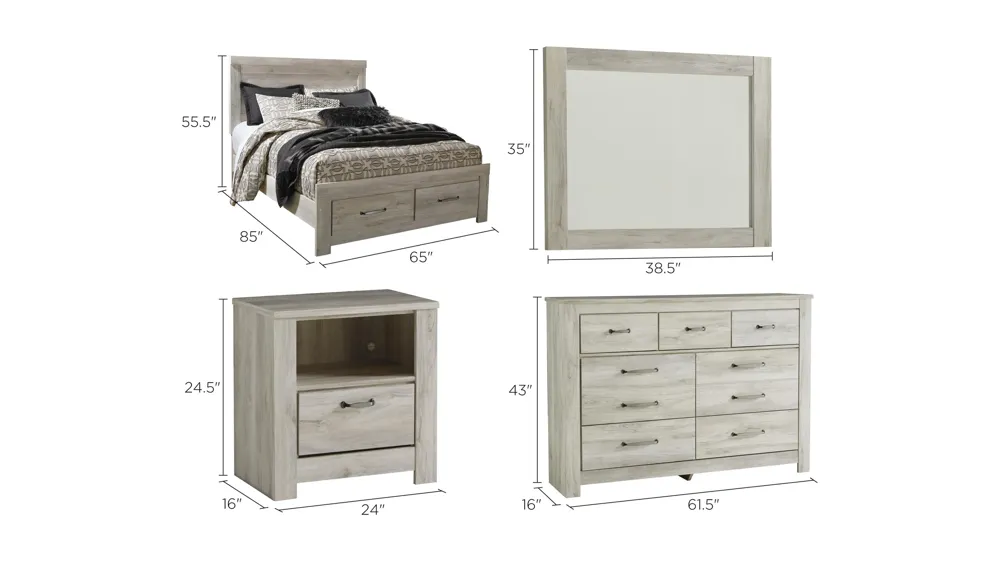 Bellaby 4-pc. Bedroom Set w/ Storage Bed Dimensions