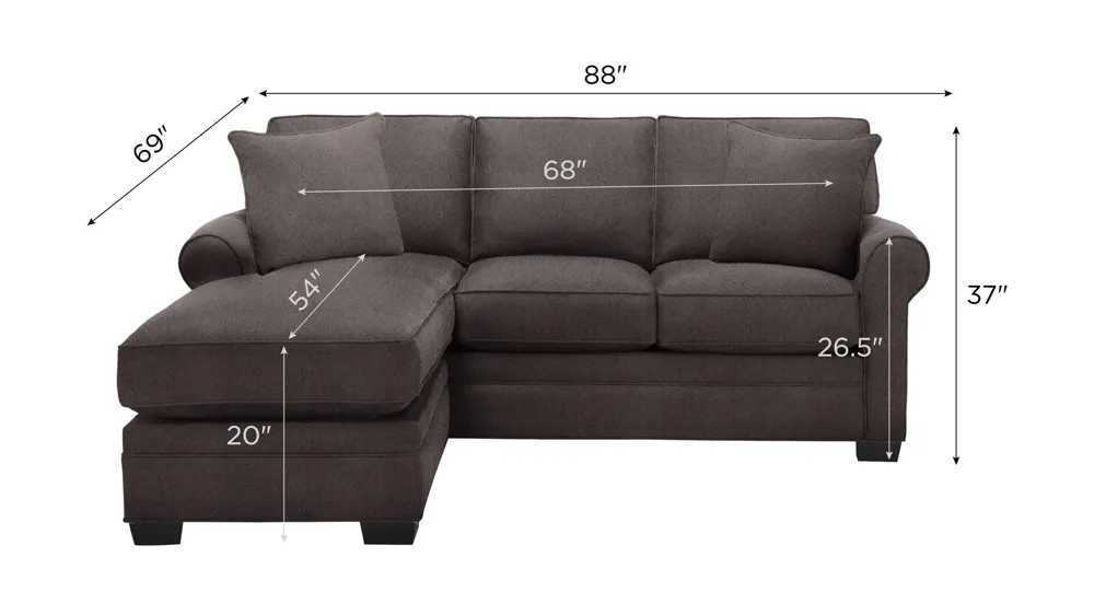 Wellsley Reversible Sofa Chaise w/ Queen Sleeper Dimensions