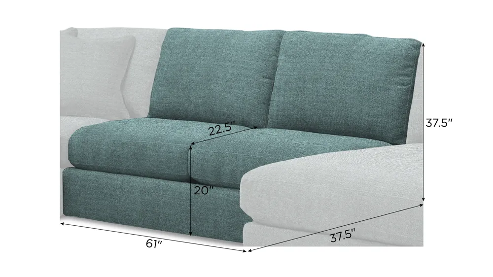 Nappily Armless Loveseat Dimensions