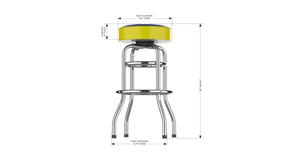 NCAA Backless Swivel Bar Stool Dimensions