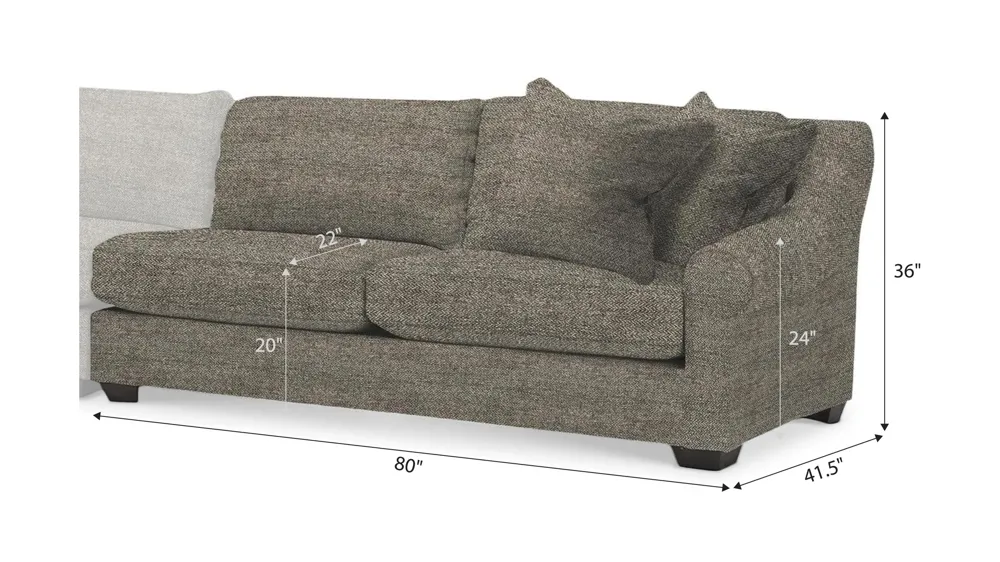 Thatcher Right Arm Facing Loveseat Dimensions