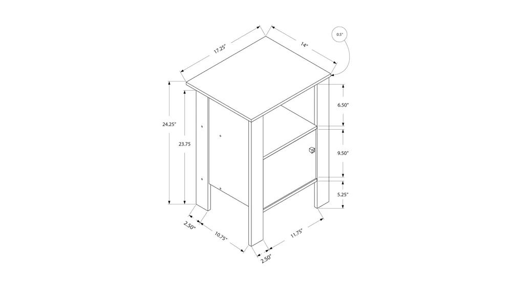 Monarch Specialties Side Table Dimensions
