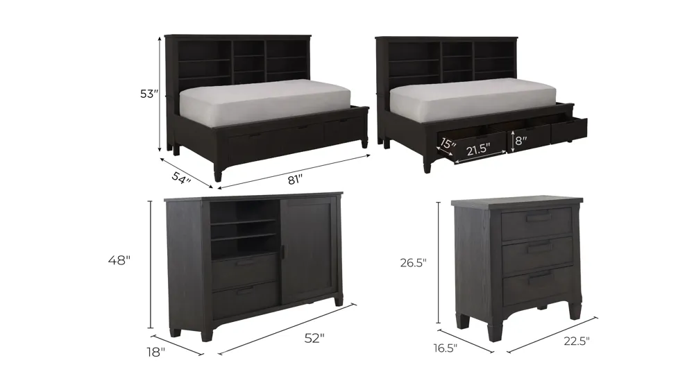 Harley 3-pc. Bedroom Set Dimensions