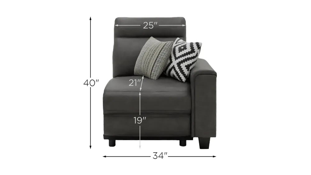Ace Right Arm Facing Power Recliner w/ Power Headrest Dimensions