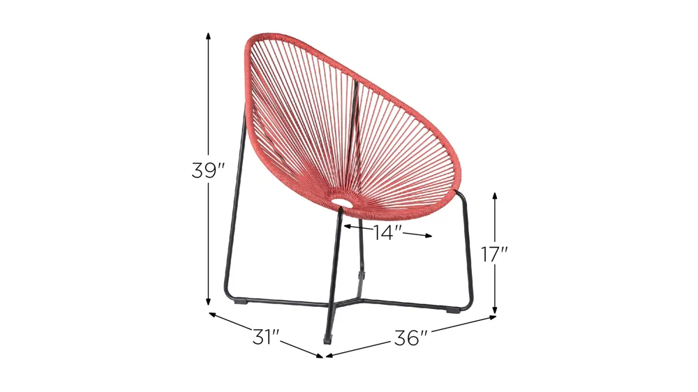Acapulco Indoor Outdoor Steel Papasan Lounge Chair Dimensions
