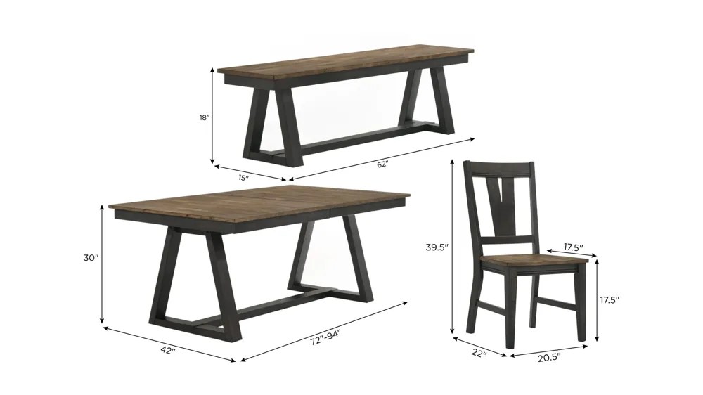 Harper 6-pc. Dining Set Dimensions