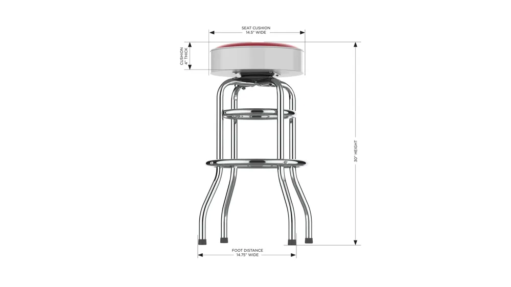 NCAA Backless Swivel Bar Stool Dimensions