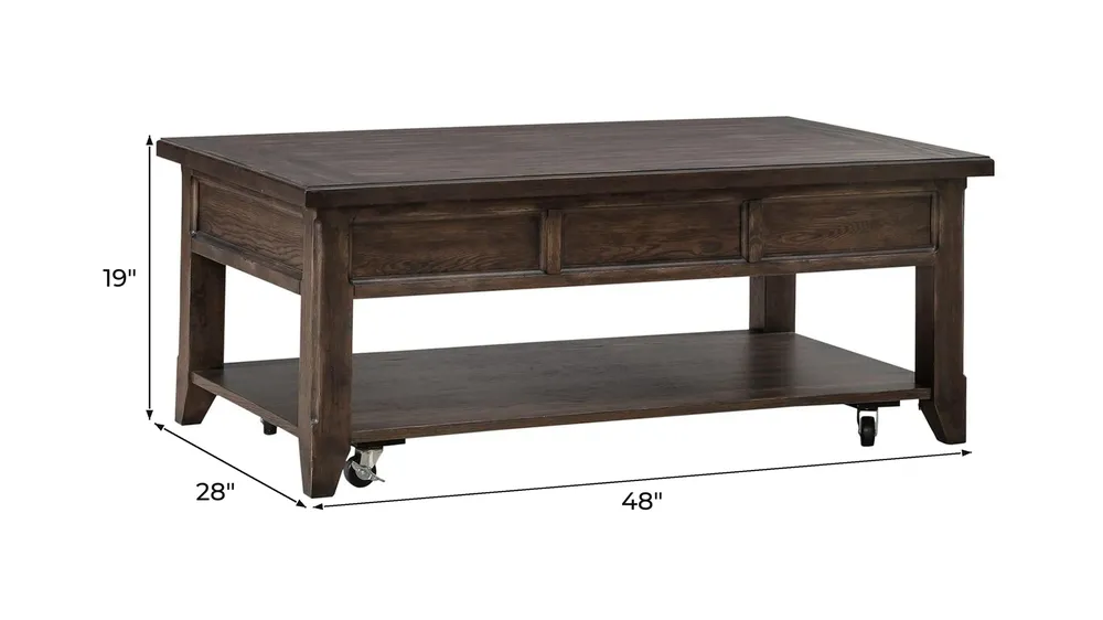 Paradise Valley Lift Top Cocktail Table Dimensions