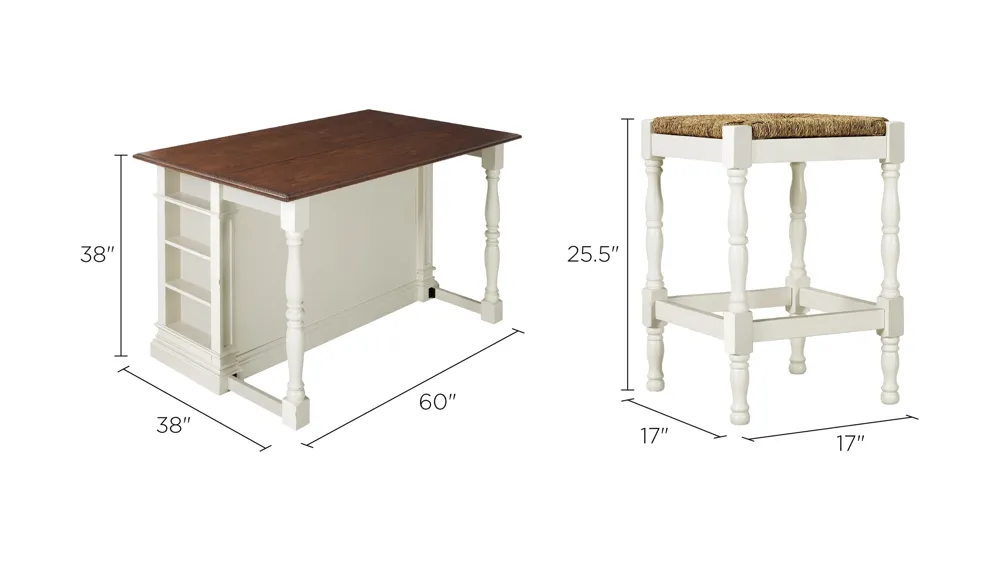 Pemberton 3-pc. Counter-Height Kitchen Set Dimensions