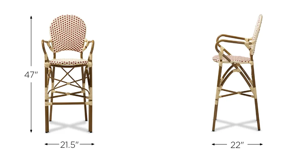 Marguerite Outdoor Stackable Bistro Bar Stool Dimensions