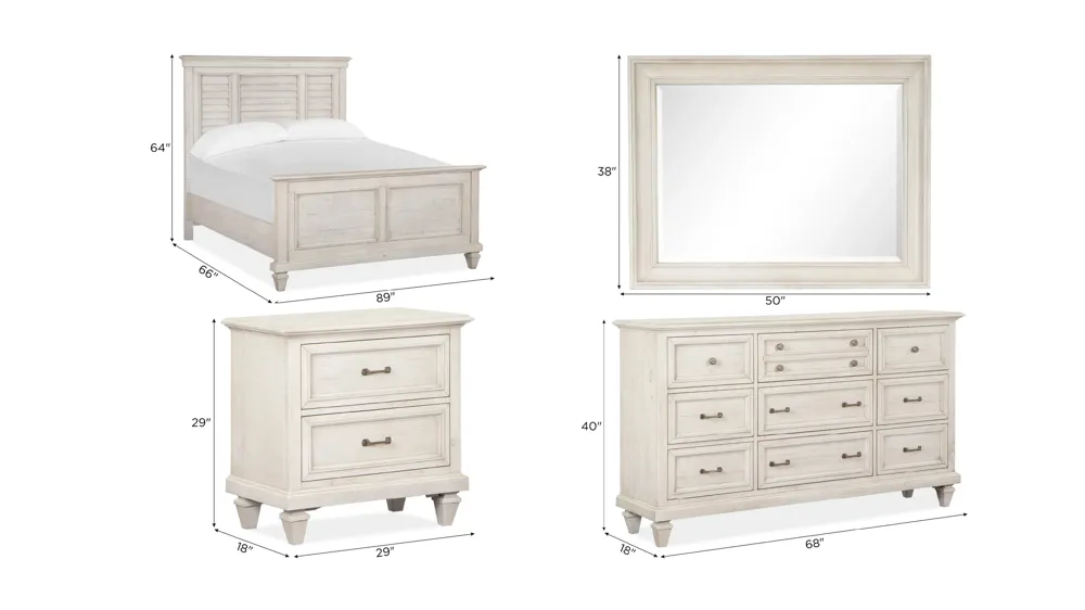 Ashford 4-pc. Shutter Panel Bedroom Set Dimensions