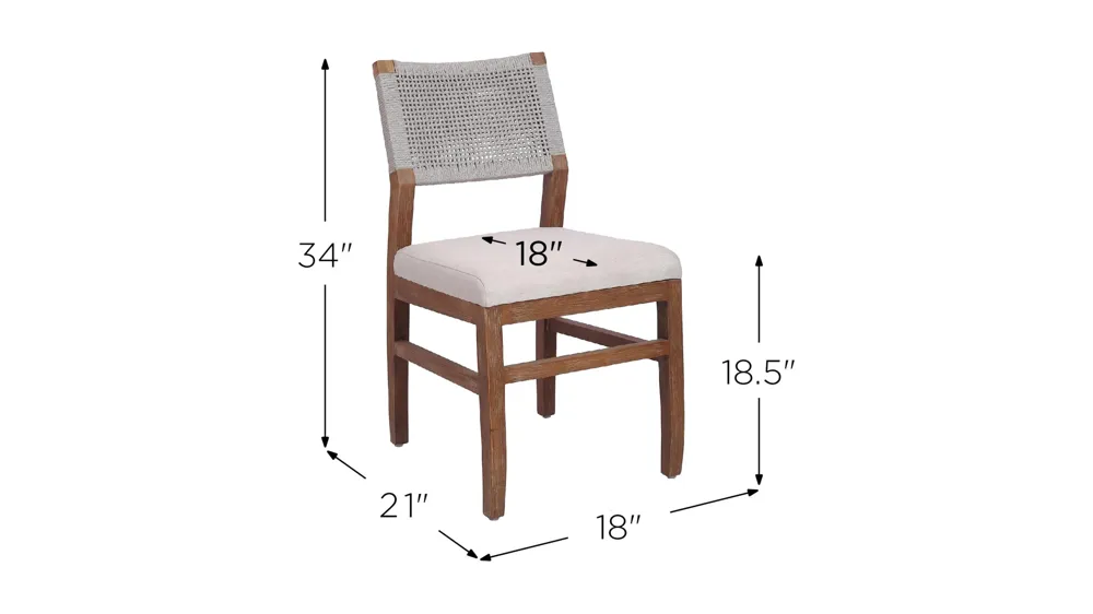Pierre Rope Dining Chair: Set of 2 Dimensions