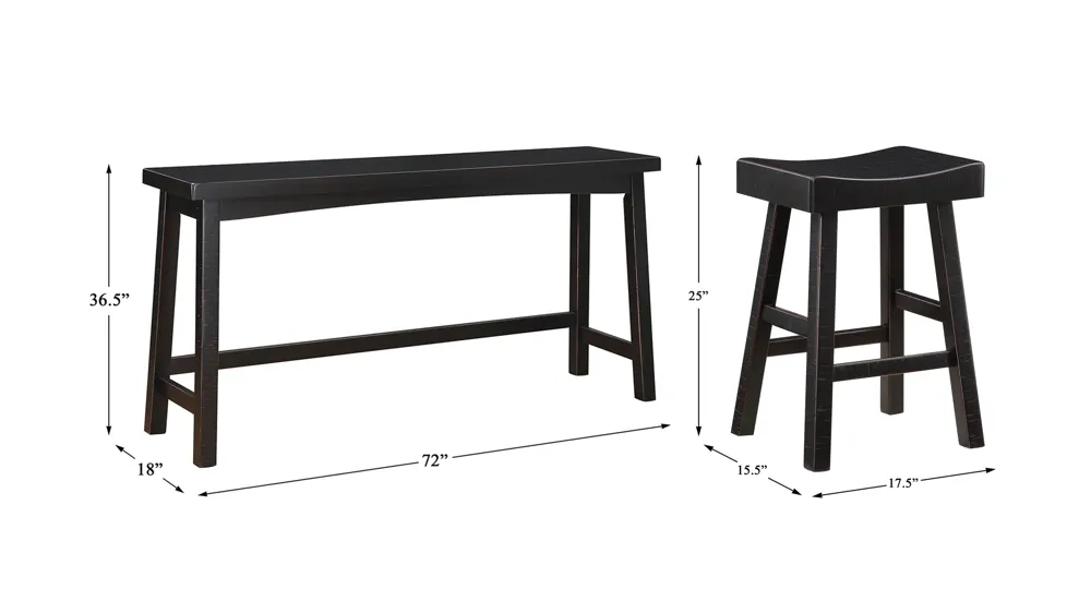 Oxton 4-pc Counter Height Dining Set Dimensions