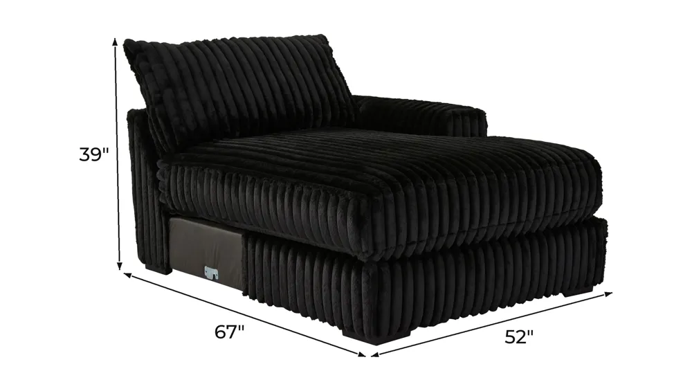 Onyx Moon Right Arm Facing Chaise Dimensions