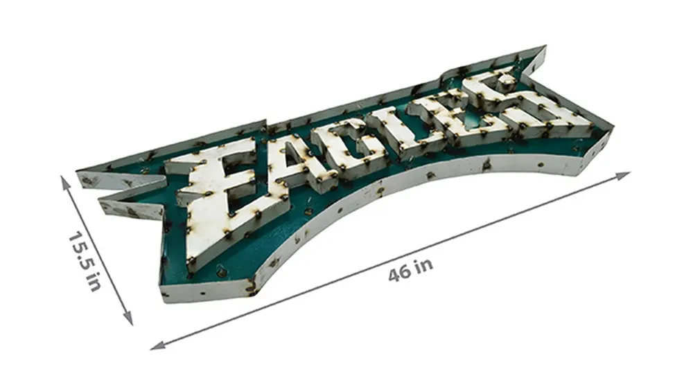 NFL Lighted Recycled Metal Sign Dimensions