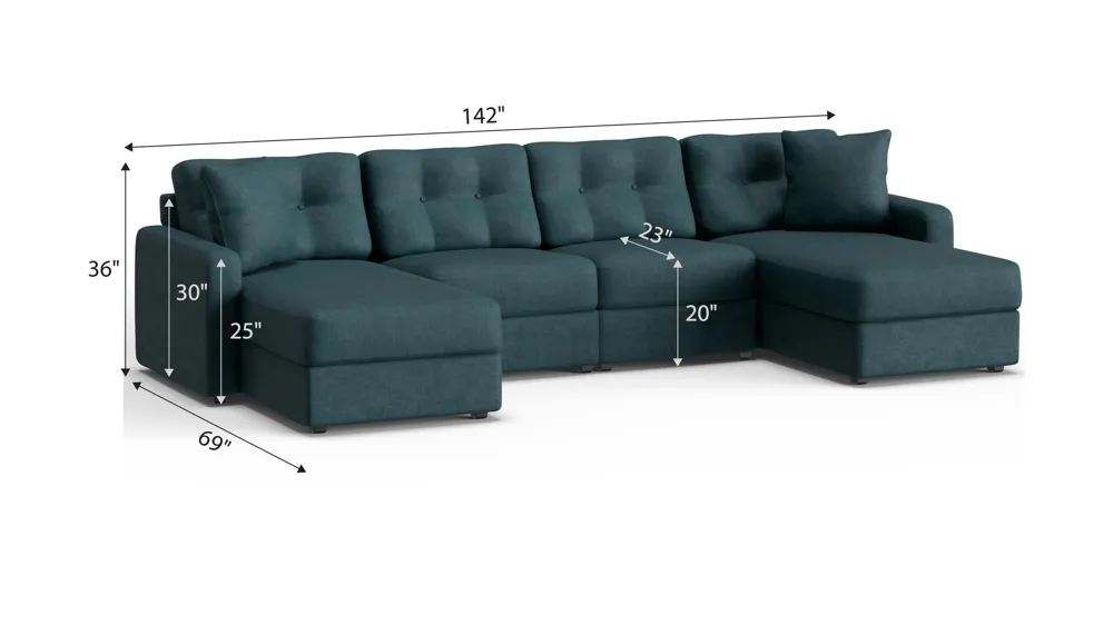 ModularOne 4-pc. Sectional Dimensions