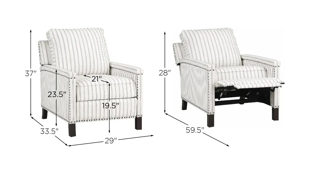 Genevieve Push Back Reclining Chair Dimensions