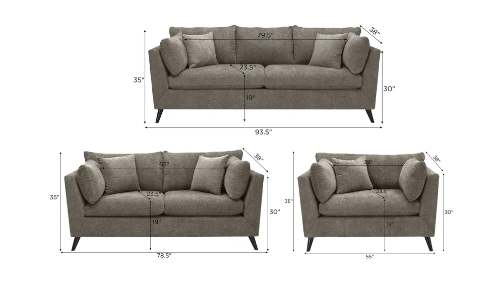 Caruso Living Room Set Dimensions