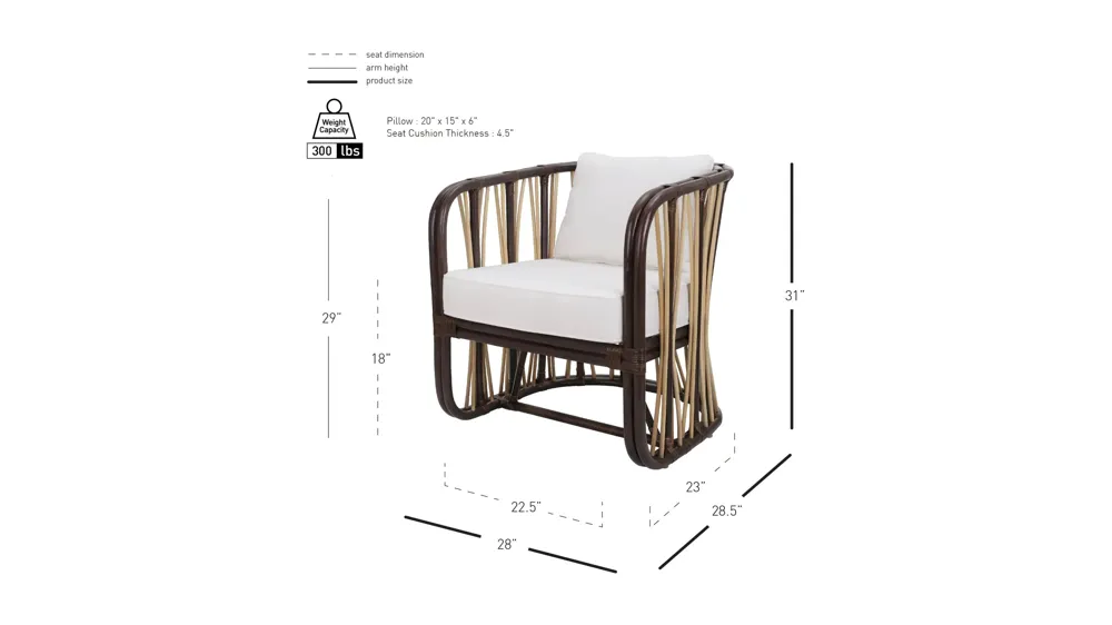 Shanaya Arm Chair Dimensions