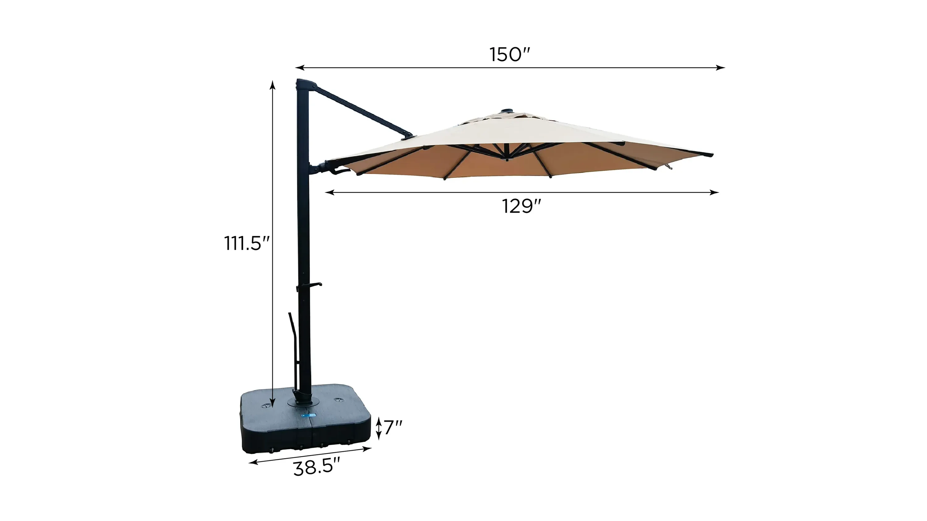 grey outdoor patio umbrella Tilt | Auto-Tilt, LED Lighting, Wind Resistant | Commercial Grade | Sunbrella Black & Small Patio Umbrellas: Stylish, Durable UV Category_Default Category/Lighting/Shop by Type/Tactical Size:13