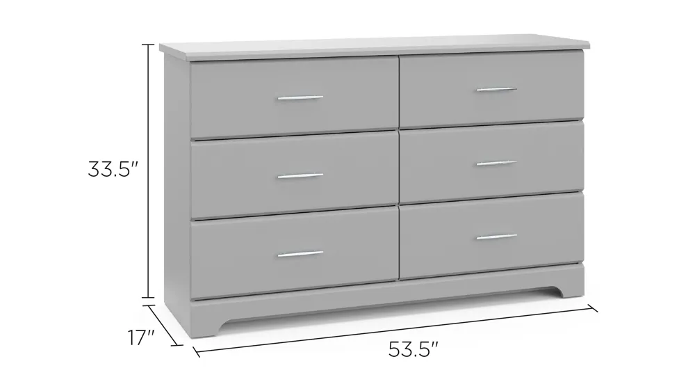 Brooks 6-Drawer Dresser Dimensions