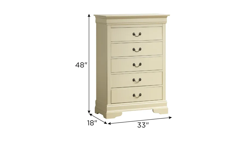 Rossie 5-Drawer Bedroom Chest Dimensions
