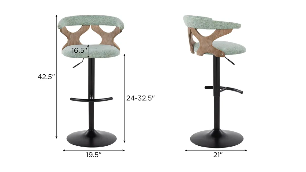 Gardenia Adjustable Barstool - Set of 2 Dimensions