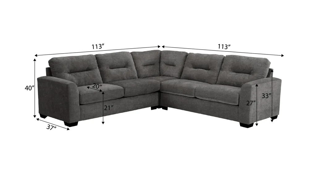 Oliver 3-pc. Sectional Dimensions