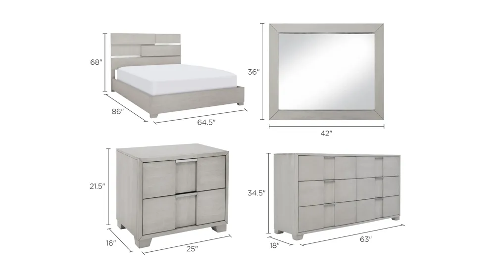 Alara 4-pc. Bedroom Set Dimensions