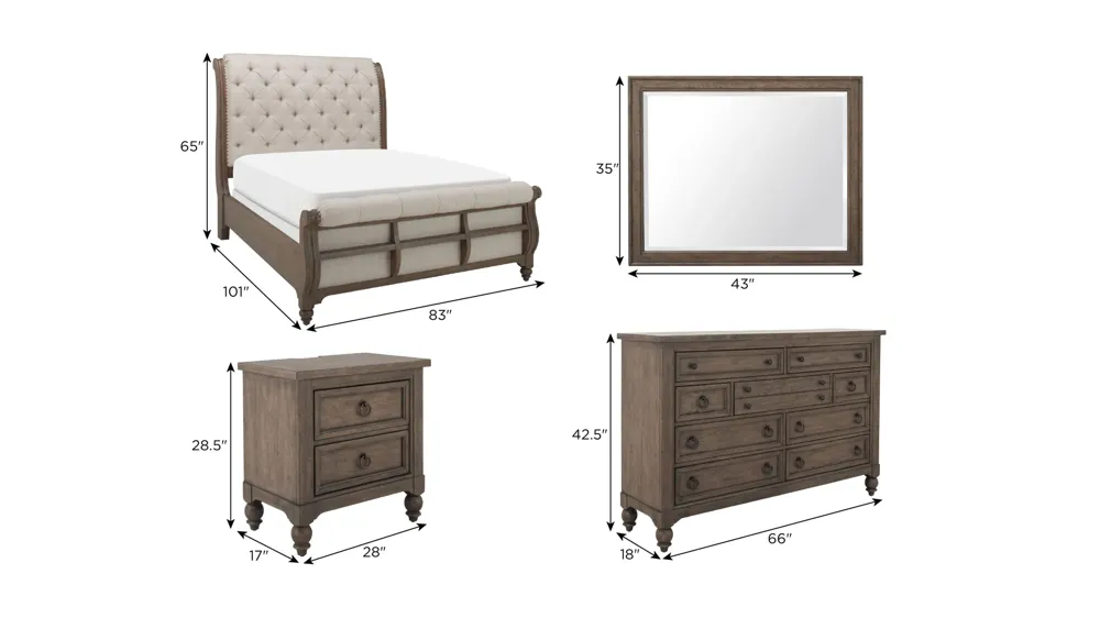 Coventry 4-pc. Bedroom Set Dimensions